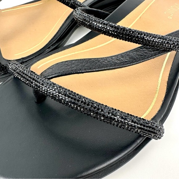 Vionic Prism Sandals Leather Crystal Orthotic Black NWOB Size 7.5M - Picture 4 of 12